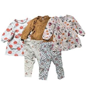 Toddler Girl Fall Clothing Pumpkin Halloween Dresses Leggings Size 9-12 Months